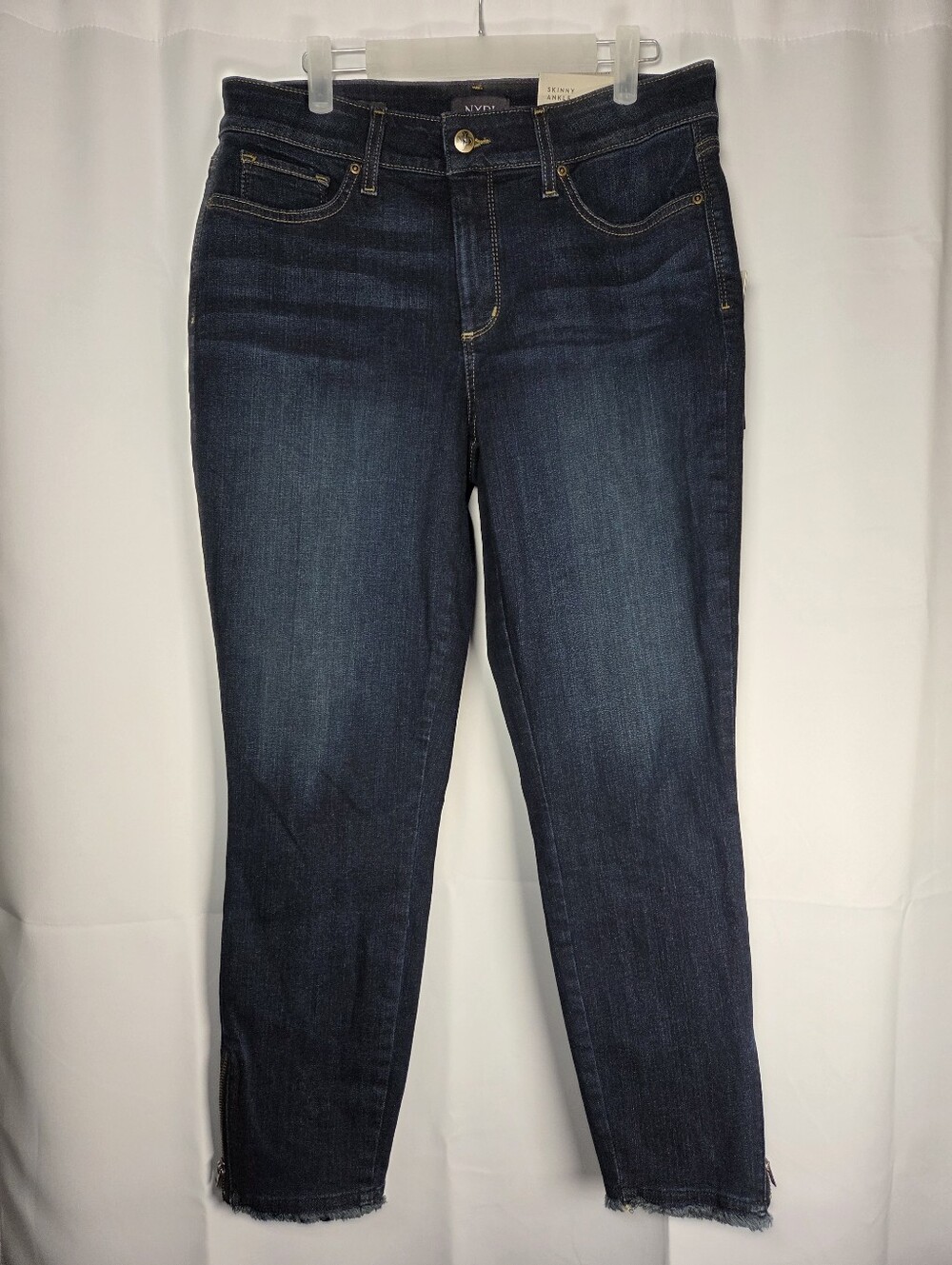 NEW NYDJ Ami Skinny Frayed Hem Stretch Blue Denim Ankle Jeans Women's 10  $144